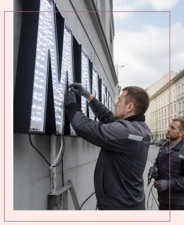 Изготовление и монтаж светодиодных LED вывесок в Сочи