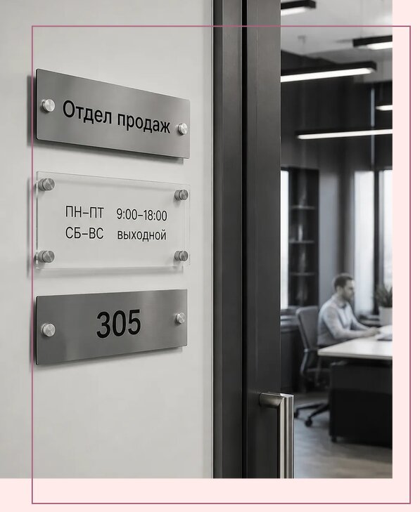 Офисные таблички на дверь в Сочи по цене от 5065 р. | Аванза-Счи